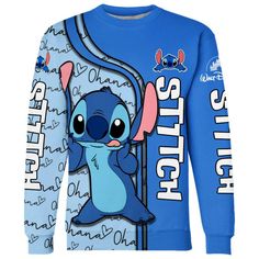 a blue sweatshirt with an image of stitch - stitch stitch stitch stitch stitch stitch stitch stitch stitch