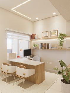 an office with two chairs and a desk