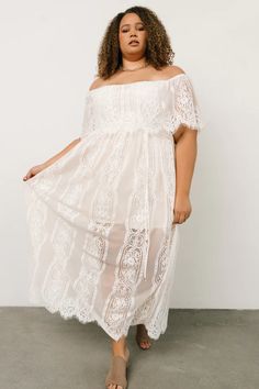 Caroline Lace Maxi Dress | Off White | Baltic Born Lace Dress White, White Lace Maxi Dress, Feminine Wedding, White Lace Maxi, Baltic Born, Off Shoulder Fashion, Romantic Lace, Lace Maxi, Lace Maxi Dress