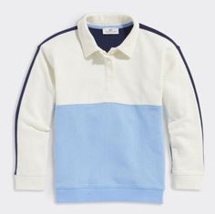 Description This is a NWT Vineyard Vines 100% French terry knit, long-sleeve, blue/white colorblock, rugby-styled sweatshirt with seam pockets and knit cuffs/hem. SIZE: Girls XL (16) Retail:  $79.50 Vineyard Vines size chart Girls XL (16)  Height: 62.5"  Weight: 101-110 lbs   Chest:  33.5"  Waist: 30"  Hips: 36"         Visit The Yellow Giraffe for additional items and sizes.     ******************************************************************************************* Payment: I only accept Pa Blue Cotton Color Block Sweatshirt, Blue Color Block Cotton Sweatshirt, White Cotton Color Block Sweatshirt, Styled Sweatshirt, 110 Lbs, Polo Sweatshirt, Knit Cuff, Vineyard Vines, French Terry