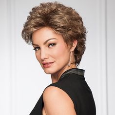 GABOR® COLLECTIONStyle is shown in color: G2+ - Licorice MistStyle is shown in color: G10+ - Nutmeg MistStyle is shown in color: G17+ - Vanilla Mist A short shag silhouette featuring slightly waved all-over layers that fall to a collar length nape. Gabor Wigs, Wig Companies, Short Wigs, Short Hair With Layers, Cap Hair, Short Curly Hair, Heat Styling Products, Pixie Hairstyles, Short Hair Cuts For Women