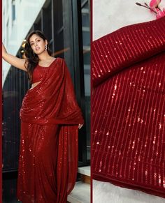 Manish Malhotra Inspired Sequin saree, Party wear saree, Ready to Wear saree, Pre Stitched saree for USA Women, readymade saree Aavailable in more than 10 colours  This designer sequence saree will help you steal the show wherever you go.  With Unstitch Blouse : Stitch saree and unstitch blouse With Stitched Blouse : Stitch saree with stitch blouse Presenting you most beautiful sequence Designer saree collection in different colours PRODUCT DETAIL SAREE FABRIC-  Georgette fabric With Sequins Embroidered Work With Back Patch SAREE LENGTH- 5.50 Mtr SAREE WORK-  SEQUINS EMBROIDERY WORK ALL OVER SAREE BLOUSE FABRIC- Georgette fabric with sequins embroidered work on front and back  BLOUSE LENGTH- 0.80 Mtr Classic and elegant, this saree will be a perfect addition to your ethnic wardrobe, offeri Party Pre-draped Chinon Saree With Mirror Work, Pre-draped Saree With Dupatta For Navratri Party, Party Wear Pre-draped Sequined Saree For Festivals, Floor-length Pre-draped Saree For Diwali, Bollywood Style Festive Pre-draped Saree With Sequins, Sequin Pre-draped Chinon Saree, Bollywood Georgette Pre-draped Saree For Party, Bollywood Style Pre-draped Saree With Sequins, Bollywood Style Red Pre-draped Saree With Self Design