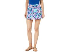 Lilly Pulitzer UPF 50+ Luxletic Meryl Nylon Aila Skort - Women's Skort : Oyster Bay Navy Seen and Herd : The Lilly Pulitzer® is a swishy, stylish skort for sporty pursuits such as golf, tennis, a day of shopping, or an afternoon BBQ. Pull-on skort in a printed Meryl® nylon knit that provides moisture management and UPF 50+ sun protection. Attached solid undershort offers all-day comfort. Flat elastic waistband. Patch pocket on thigh of short. 85% Meryl nylon, 15% spandex. Machine wash, lay flat Spring Swim Skirt With Built-in Shorts, Casual Skirted Skort With 4-way Stretch, Fitted Athleisure Skort For Spring, Spring Skort With Built-in Shorts And 4-way Stretch, Spring Shorts With 4-way Stretch And Short Inseam, Fitted Summer Athleisure Skort, Spring Skort With 4-way Stretch, Spring Short Skort With 4-way Stretch, Fitted Athleisure Skort For Summer