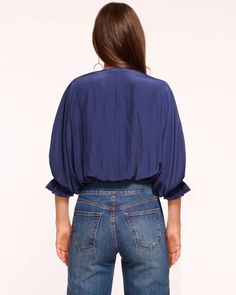 Vina V-Neck Blouse in spring navy | Ramy Brook Ramy Brook, V Neck Blouse, Online Store, V Neck, Navy, Free Shipping