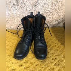 Great Condition! Great Quality Boot . Match Anything And Last Forever . Mid Calf Tie Up Lace Leather Boots. Combat Boot, Boot Brands, Frye Shoes, Moto Boots, Mid Calf, Leather Boots, Combat Boots, Women Shoes, Boots