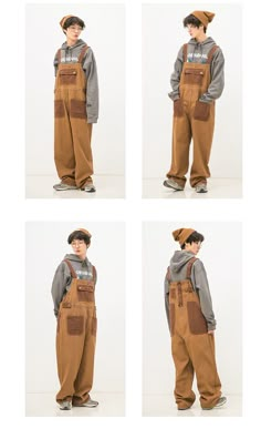 Gbolsos Men's New Japanese Retro Overalls Brown Color Casual Pants Cou – Mvrslands&GbolSOS Overalls Brown, Retro Overalls, Trendy Joggers, Clothing Reference, Clothes Reference, Drawing Clothes, Swaggy Outfits, Chilly Weather, Character Outfits