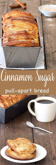 cinnamon sugar pull apart bread on a plate