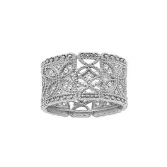 An intricate filigree design makes this Jewelexcess flower ring a captivating complement to your wardrobe. Click on this JEWELRY & WATCHES GUIDE to learn about fit, styles, materials and more! An intricate filigree design makes this Jewelexcess flower ring a captivating complement to your wardrobe. Click on this JEWELRY & WATCHES GUIDE to learn about fit, styles, materials and more! FEATURES Width: 11.60 mm Nickel free Metal: sterling silver Plating: rhodium Finish: polishedDIAMOND DETAILS Total Luxury Diamond Ring With Decorative Band, Elegant Cubic Zirconia Flower Ring For Wedding, Silver Diamond Ring With Single Cut Diamonds For Evening, Elegant Silver Flower Ring For Wedding, Luxury Platinum Jewelry With Decorative Band, Evening Jewelry With Intricate Diamond Design, Elegant White Gold Rings For Evening, Elegant White Ring For Evening Occasions, Elegant White Ring For Evening