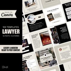 a bunch of brochures that are stacked on top of each other with the words, 100 templates for law firm