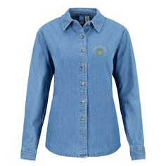 Port & Company® Ladies Long Sleeve Value Denim Shirt Bag Dress, Blue Ink, Denim Shirt, Cloth Bags, Denim Button Up, Women Long Sleeve, Make It, Button Up Shirts, Branding