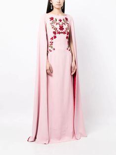 Sachin & Babi Vittoria Embroidered Cape Gown - Farfetch Embroidered Cape, Gown Pink, Cape Designs, Cape Gown, Sachin Babi, Versace Outfit, Wardrobe Edit, Summer Beach Wear, Crystal Embellishment