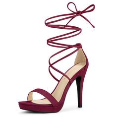 Exclusive to women, these high-heeled sandals feature delicate lace-up detailing and an elegant platform sole, showcasing the fashionable charm of urban women. The addition of stiletto heels not only enhances posture but also adds a touch of femininity. Whether for everyday office wear or evening party moments, these sandals seamlessly adapt, ensuring every step you take is filled with confidence and grace. Modern and minimalist, essential lace-up heel sandals set on a stiletto heel serve as a v Formal Lace-up Sandals With 4-inch Heel, Party Platform Lace-up Sandals, Fitted Strappy Platform Heels, Strappy Lace-up Sandals For Formal Occasions, Chic Platform Lace-up Sandals For Party, Lace-up Platform Heels For Evening, Chic Open Heel Lace-up Platform Sandals, Chic Lace-up Sandals With Platform And Open Heel, Chic Platform Lace-up Sandals