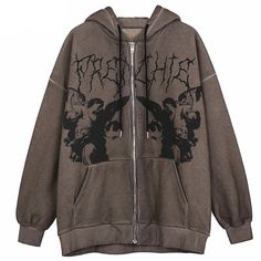 This Fairy Grunge Zip Hoodie is the perfect blend of casual and stylish. With a mix of cotton, polyester, and spandex, it's comfortable and breathable for the spring and autumn months. Available in black, brown, or white, this hoodie is ideal for men. To ensure accurate sizing, kindly consult the provided size chart below. We advise against selecting your usual size, as our clothing follows international standards and may have varying measurements. SPECIFICATIONS Type: Regular Thickness: STANDAR Fesyen Korea, Stil Emo, Moda Grunge, Boty Nike, Angel Print, Aesthetic Hoodie, Populaire Outfits