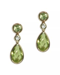 Bloomingdale's - Peridot & Diamond Drop Earring in 14K Yellow Gold - 100% Exclusive Peridot Earrings, Diamond Guide, Exclusive Jewelry, Diamond Drops, Lovely Jewellery, Drop Earring, Diamond Drop Earrings, Green Gold, Diamond Gemstone