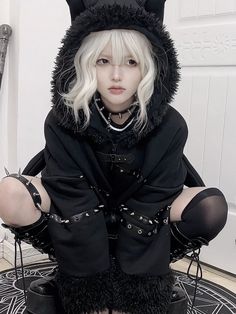 Material: Cotton, Polyester, Acrylic Y2k Alternative Fashion, Emo Hoodie, Unique Clothing Stores, Gothic Hoodies, Bat Ears, Harajuku Street Style, Grunge Jacket, Cardigan Hoodie, Cute Grunge