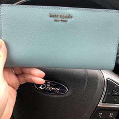 Found It When I Was Moving Out!! I Have Too Many Wallets And This One Needs A Good Home. It’s So Pretty But I Don’t Need It. I Paid $119 For It! Chic Kate Spade Wallet For Travel, Chic Kate Spade Wallets For Travel, Blue Rfid Blocking Bags, Trendy Blue Wallets With Interior Card Slots, Chic Kate Spade Travel Wallets, Trendy Blue Wallets With Card Slots, Kate Spade Blue Rectangular Wallet, Trendy Kate Spade Wallets For Travel, Trendy Kate Spade Travel Wallets