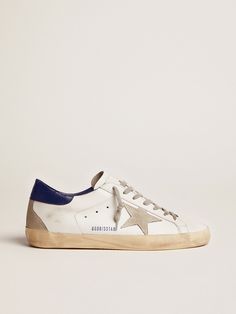 Men's Super-Star with suede star and blue heel tab | Golden Goose Mens Golden Goose, Blue Golden Goose, Golden Goose Men, Golden Goose Sneakers Outfit, Man Sneakers, Blue Suede Heels, Goose Sneakers, Lifestyle Shoes, Exclusive Sneakers