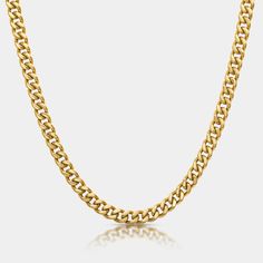 Crafted from 18k gold plated stainless steel, our Cuban Chain Necklace Gold is the perfect everyday piece making it an easy addition on it own or as a layered stack. This timeless chain is a flawless addition to your collection that will take any outfit to a whole other level. Every necklace comes protected by a soft velvet jewelry pouch, with quality card and presented in the original Elegatto gift box. Cuban Link Stainless Steel Necklace With Gold Chain, Gold Stainless Steel Necklace With Curb Chain, Minimalist Gold Plated Cuban Link Chain Necklace, Gold Stainless Steel Chain Link Necklace, Yellow Gold Stainless Steel Necklace With Curb Chain, Gold Cuban Link Chain Necklace In Stainless Steel, Gold Cuban Link Stainless Steel Chain Necklace, Gold Stainless Steel Necklace With Figaro Chain, Gold Stainless Steel Cuban Link Chain Necklace