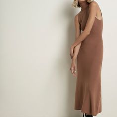 Nwt Zara Brown Maxi Racer Back Knitted Dress Excellent New Condition Turtle High Rolled Neck A - Line Silhouette Sleeveless Tan Box 72 Line Silhouette, Zara Knit, Knitted Dress, Roll Neck, Racer Back, Knit Dress, Zara, Maxi Dress, Size Small