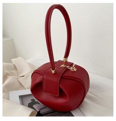 Color: Red Female Luxury, Shell Bag, Leather Shoulder Bags, Bowling Bag, Purse Fashion, Fashion Tote Bag, Bowling Bags, Luxury Purses, Mobile Phone Bag