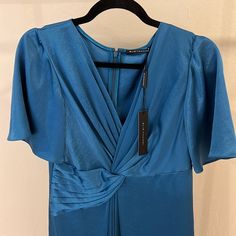 Nwt! Elie Tahari Silvana Dress In Royal Blue, Silk Material, Double Lined, Knee-Length, Perfect For Work Or Semi-Formal Events Blue Silk Ruched Maxi Dress, Blue Ruched Silk Maxi Dress, Blue Silk Midi Dress With Short Sleeves, Blue Silk Maxi Dress With Short Sleeves, Blue Silk Short Sleeve Maxi Dress, Short Sleeve Blue Silk Midi Dress, Elie Tahari, Size 8 Dress, Silk Material