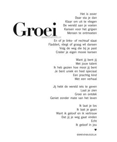 an image of a poem written in black and white with the words groei on it