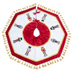 Emryn House Embroidered Heritage Tree Skirt   The Emryn House Embroidered Heritage Tree Skirt will bring a truly magnificent look to your tree this holiday season. With golden tassled edges, a stunning design featuring nutcrackers, and a high-quality look and feel, it is the perfect finishing touch for making your tree really shine with beauty.    What You Get       1 Tree Skirt Nutcracker Tree Skirt, Christmas Tree Skirt Patterns, Applique Christmas Tree, Nutcracker Tree, Skirts Patterns, Christmas Tree Skirts Patterns, Applique Christmas, Tree Skirt Pattern, Skirt Patterns