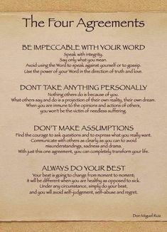 the four agreements are written on parchment paper