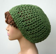 Green cotton handmade crochet slouchy beanie hat rosemary open stitch summer beanie Slouch Hats, Tam Hat, Rosemary Green, Crochet Slouchy Beanie, Summer Beanie, Green Beanie, Dread Accessories, Crochet Slouchy Hat, African Hats