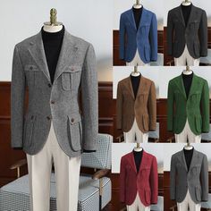 Men's Grey Tweed Suits Herringbone Safari Jackets Causal Vintage Formal Tuxedos | eBay Winter Tweed Blazer For Semi-formal Occasions, Semi-formal Winter Tweed Blazer, Winter Semi-formal Tweed Blazer, Long Sleeve Tweed Blazer For Semi-formal Occasions, Tweed Long Sleeve Blazer For Semi-formal Occasions, Semi-formal Long Sleeve Tweed Blazer, Fall Tweed Outerwear With Suit Collar, Winter Tweed Blazer With Notch Lapel, Fall Tweed Suits With Lapel Collar