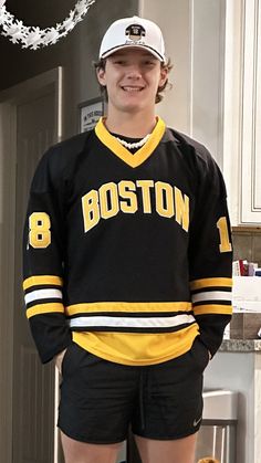 Boston Happy Gilmore Hockey Jersey Hockey Jersey Outfit Mens, Streetwear Outfit Men, Jersey Outfits, Hockey Outfits, Happy Gilmore, Railing Designs, Ice Shop, Venom Comics