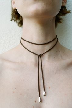 Minimalist Jewlery, Choker Outfit, Black Minimal, Necklace Outfit, Sophie Buhai, Bronze Necklace, Wrap Necklaces, Textile Jewelry, Minimal Jewelry