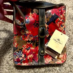 Nwt Patricia Nash Crossbody Comes With Dust Bag Venezia Crossbody 10 Inches Tall 8 1/2 Inches Wide Casual Red Bag With Snap Closure, Multicolor Shoulder Bag With Snap Closure, Map Bag, Saddle Bag Purse, Crossbody Saddle Bag, Suede Purse, Leather Organization, Tan Handbags, Red Crossbody