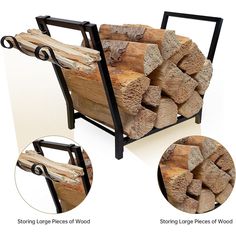 the log rack is made out of wood