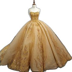 Golden Glamour: Spaghetti Strap Vintage Quinceañera Dresses for Special Occasions Quinceañera Dresses, Dresses For Special Occasions, Bridal Elegance, Quinceanera Dresses, Quinceanera, Special Occasion Dresses, The Golden, Best Seller, Spaghetti Strap