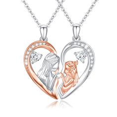 PRICES MAY VARY. 💕【 Matching Mother and Daughter Pendant Necklaces - Mother's love is forever 】 This necklace is a mother-daughter bond, letting the daughter or mom know that you are with her all the time, never separated. Two lovely matching mother and girl necklaces with a stylish design, this necklace has a special meaning as a reminder of your love, gratitude and blessings to those you care about. 💕【Mother Daughter Necklaces Set for 2】This 925 Sterling Silver Necklace set can be divided in