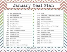 a printable january meal plan