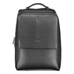 Black Polyester Backpack. One Handle Adjustable Shoulder Straps. One External Pocket. One Internal Laptop Compartment. Internal Pen Holder. Contrasting Details. Zip Snap Closure. Logo For Brand Recognition. Made From 100% Recycled Polyester. Suitable For Men. Material: 51% Polyester 49% Polyethylene. Elegant Rectangular Backpack For Commuting, Modern Black Backpack With Anti-theft Pocket, Business Leather Backpack With Anti-theft Pocket, Modern Leather Backpack With Anti-theft Pocket, Calvin Klein Leather Bag For On-the-go, Elegant Black Backpack For Commuting, Elegant Black Bag For Commuting, Black Leather Calvin Klein Bag, Modern Calvin Klein Black Bag