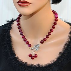 Handmade Ruby Red Agate Lariat Necklace Beaded Gemstone Pendant Necklace Unique Statement Necklace Gift for Women - Etsy