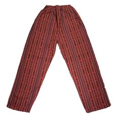 Nice comfy pants for going to the beach, camping, or spending the day at home.These hippie pants have 2 hidden pockets on the front.They are high-waisted boho pants. They have a drawstring at the waist. It was handmade by Ecuadorian artisans using the foot-treadle loom technique.Materials:75% cotton and 25% acrylic Measurements:Waist circumference: 30" stretches up to 40"Hip circumference: 42"Rise: 14"Inseam: 28"Total Length: 40"Thigh: 12"Leg opening: 9" Care instructions:Hand wash in cold water Yoga Pants Men, Boho Queen, Hippie Headbands, Bohemian Boutique, Mens Lounge Pants, Boho Yoga, Hippie Pants, Boho Boutique, Going To The Beach