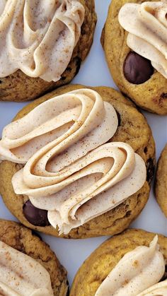 chocolate chip cookies with frosting on top