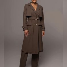 Nwt! Full Length. Lined! Perfect Fall Coat To Spruce Up Any Outfit. Brown Is Medium. Also Available In Cream (L). 68% Polyester 30% Cotton 2% Spandex #Womenscoat #Beltedcoat #Brownlongcoat #Jluxlabelcoat Outfit Brown, Fall Coat, Trench Coats, Work Outfits, Work Outfit, Trench Coat, Full Length, Jackets & Coats, Jackets For Women