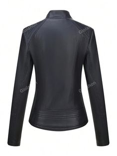 Winter Leather Jacket With Stand Collar, Fitted Leather Jacket With Stand Collar For Winter, Winter Fitted Faux Leather Biker Jacket, Fitted Solid Biker Jacket For Winter, Fitted Faux Leather Winter Outerwear, Fitted Faux Leather Outerwear For Winter, Faux Leather Coat, Women Jackets, Winter Jackets Women