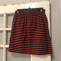 New With Tags! J. Crew Striped Orange & Blue Skirt. Women’s Size 2. Seersucker Skirt, Dark Denim Skirt, Pink Pencil Skirt, Eyelet Skirt, Striped Skirt Pencil, Flounce Skirt, Tweed Mini Skirt, Navy Skirt, Denim Pencil Skirt