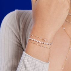 The ideal accessory to layer with doesn't exist…till you catch a glimpse of our rare Eclatante Briolette Bracelet.Designed to integrate stacking, this bracelet is composed of briolette diamonds conjoined to form a seamless and beautiful chain. The casual chic aura of this piece is unparalleled. Product Details: Total Carats : 1.01 Length : 18 CM Elegant Rose Cut Diamond Bangle Bracelet, Elegant White Gold Bracelet With Rose Cut Diamonds, Delicate Adjustable Diamond Bracelet, Delicate Adjustable Diamond Bracelets, Adjustable Delicate Diamond Bracelet, Delicate Diamond Bangle Bracelet, Spiritual World, Special Deals, Pear Shaped Diamond