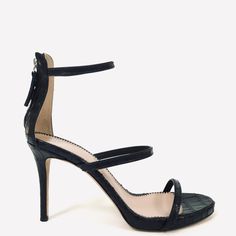 Giuseppe Zanotti Alien Leather Sandal Ankle Strap Heels Msrp $725.00 Size: Us 6 Eu 36 Uk 4 Heel: 3.5” High Color: Black Embossed Leather: Calfskin Concealed Back Zip Wrapped Heel And Leather Sole Made In Italy Brand New With Box 100% Guaranteed Authentic Elegant Sandals With Reinforced Heel For Night Out, Luxury Fitted Sandals With Deep Heel Cup, Luxury Cocktail Heels With Ankle Strap, Luxury High Heel Sandals For Date Night, Ankle Strap Heels With Reinforced Heel For Cocktail, Cocktail Heels With Ankle Strap And Reinforced Heel, Luxury Ankle Strap Heels For Night Out, Luxury Open Toe Heels For Date Night, Guissepe Zanotti Flat Sandals