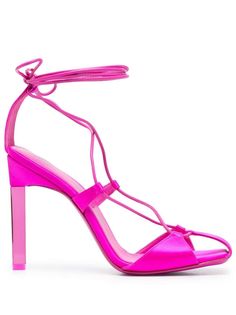 The Attico Adele 105mm Sandals - Farfetch Luxury Strappy Lace-up Sandals For Evening, Pink Lace-up Open Toe Sandals With Heel Strap, Pink High Heel Lace-up Sandals With Heel Strap, Luxury Lace-up Sandals For Spring, Pink Lace-up Sandals With Ankle And Heel Strap, Pink Lace-up Sandals With Heel And Ankle Strap, Pink Lace-up Sandals With Wrapped Heel, Pink Lace-up Sandals With Wrapped Heel And Open Toe, Pink Open Toe Lace-up Sandals With Wrapped Heel