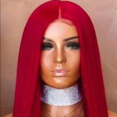 22 Inches. Custom Made Bright Red Wig For Black Women, Red Wig For Black Women, Bright Red Wig, Red Weave Hairstyles, Red Weave, Red Wig, Wig For Black Women, Wig Color, Red Wigs