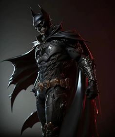 a batman standing in the dark with his cape open