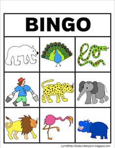 a printable game for children to play with animals and letters that spell the word bingo